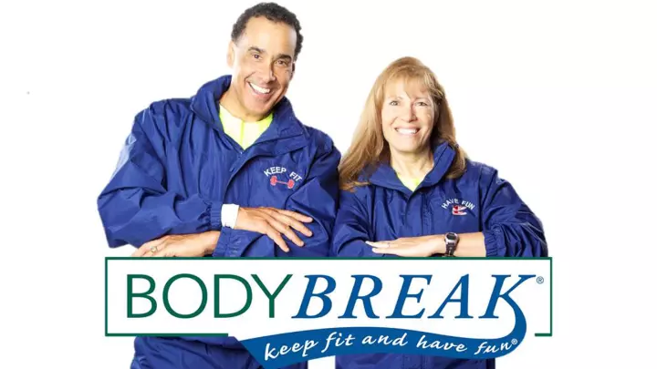 Hal Johnson and Joanne McCleoud in front of the Body Break logo
